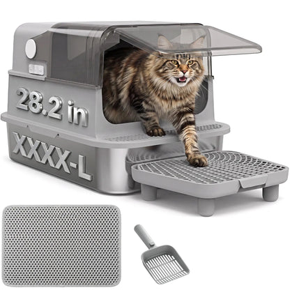 Vacqueen extra large enclosed cat litter box with stainless steel base