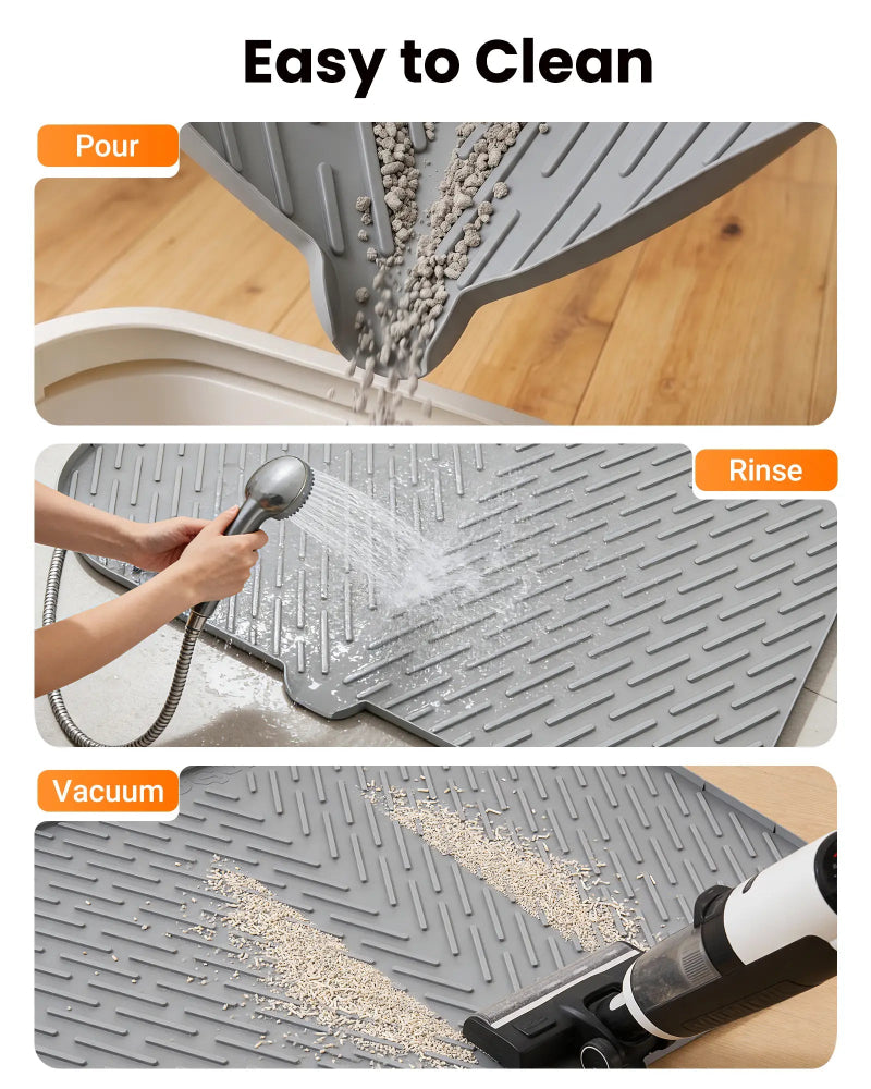 Easy cleaning a Vacqueen silicone cat litter mat