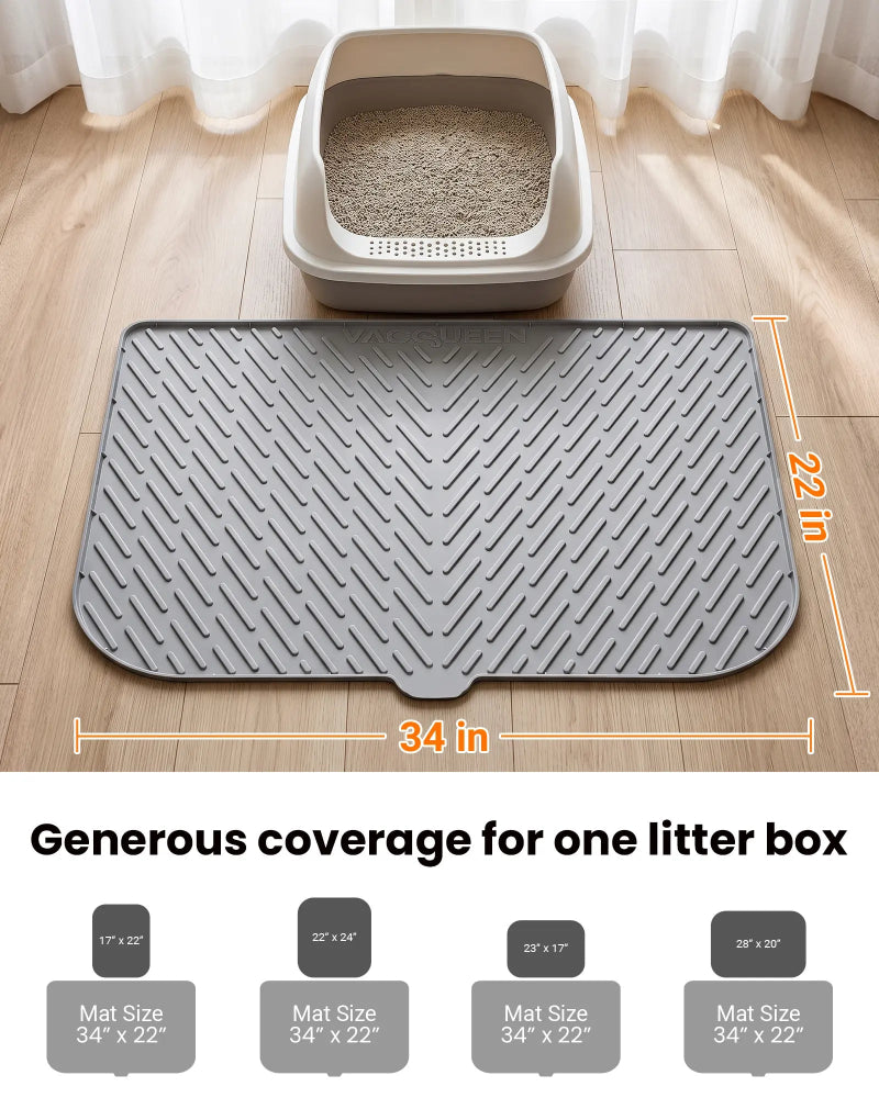 Vacqueen Cat Litter Mat, 34" × 22" – Compact, Waterproof & Easy Clean